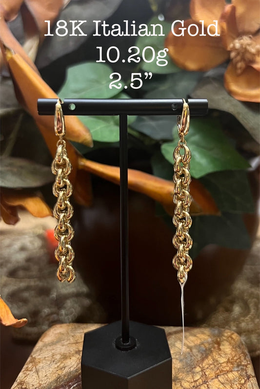 18K Yellow Gold, Premium Italian Earrings