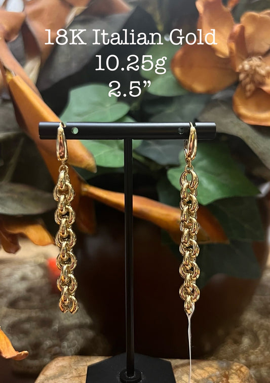 18K Yellow Gold, Premium Italian Earrings