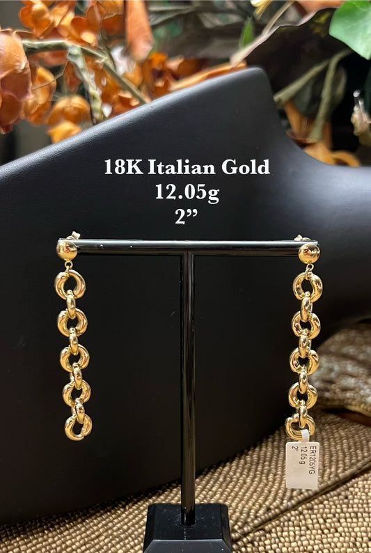 18K Yellow Gold, Premium Italian Earrings