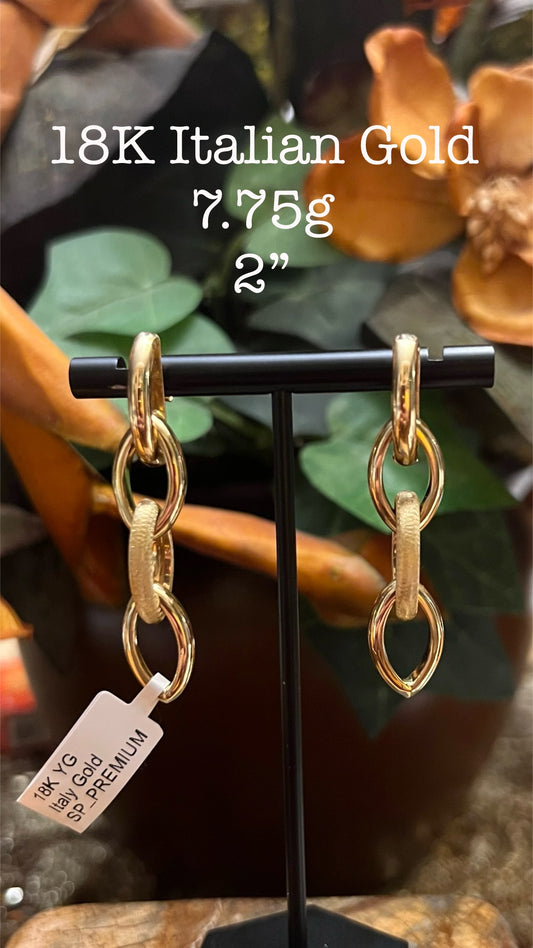 18K Yellow Gold, Premium Italian Earrings