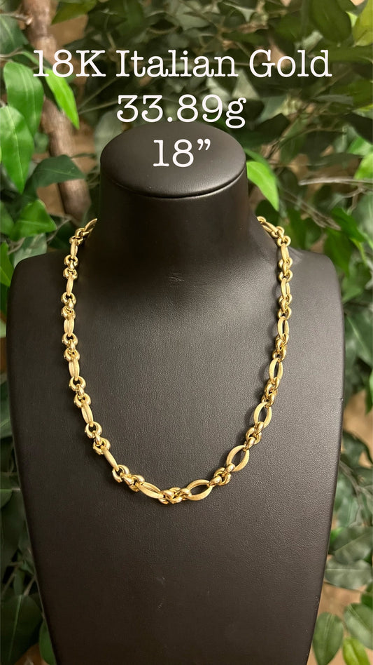 18K Yellow Gold Premium Italian Necklace