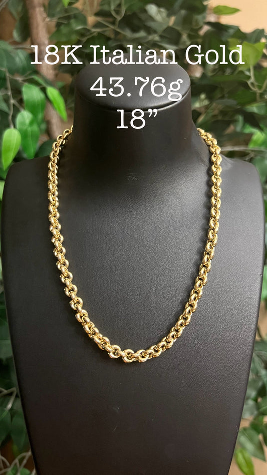 18K Yellow Gold Premium Italian Necklace