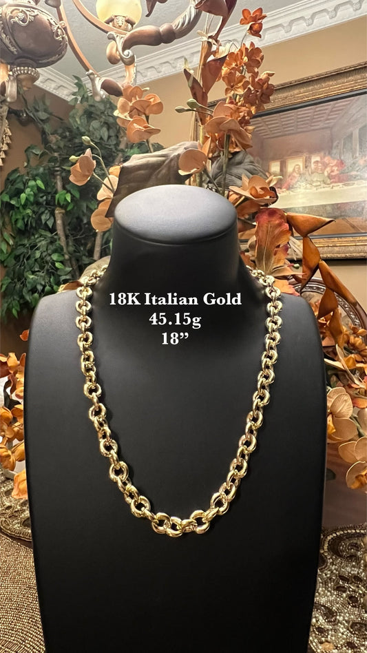 18K Yellow Gold Premium Italian Necklace