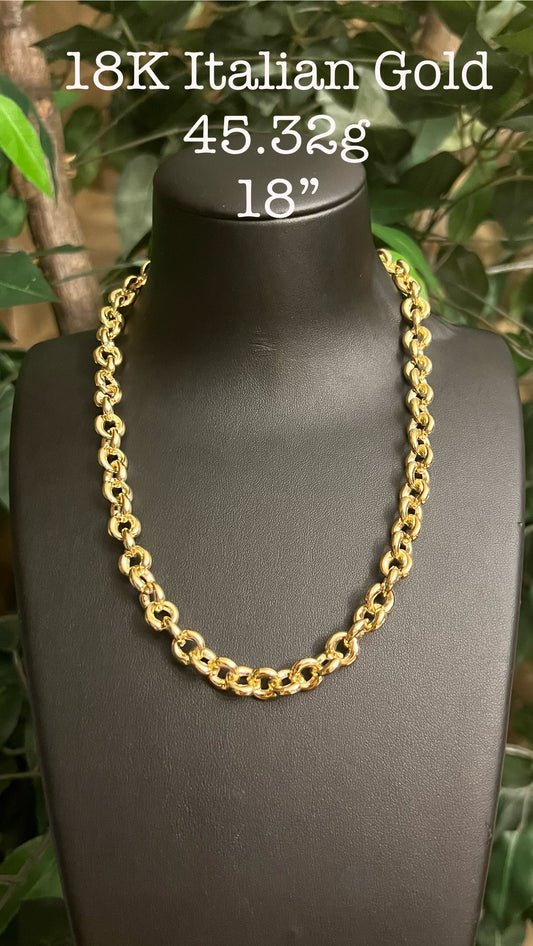 18K Yellow Gold Premium Italian Necklace