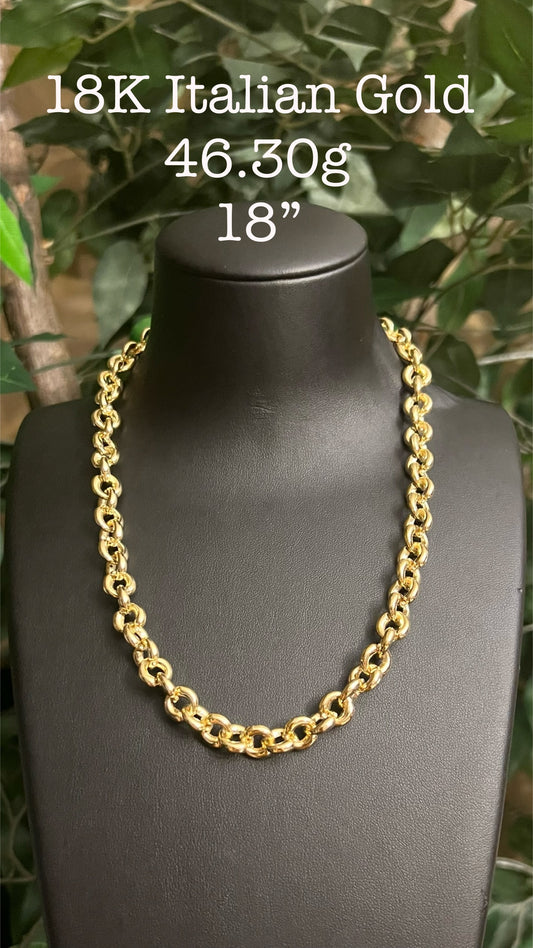 18K Yellow Gold Premium Italian Necklace